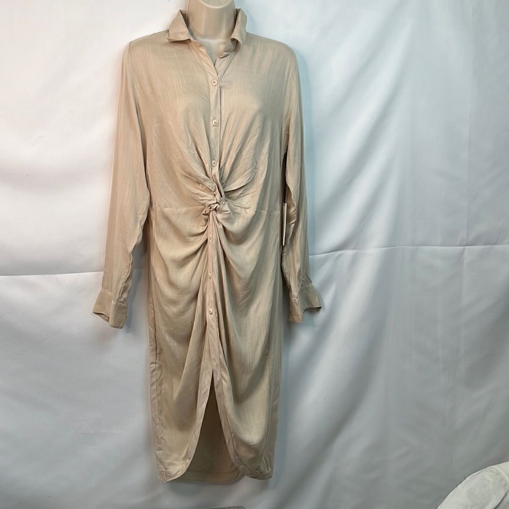 Cotton Candy LA Beige Shirt Dress Small NWT